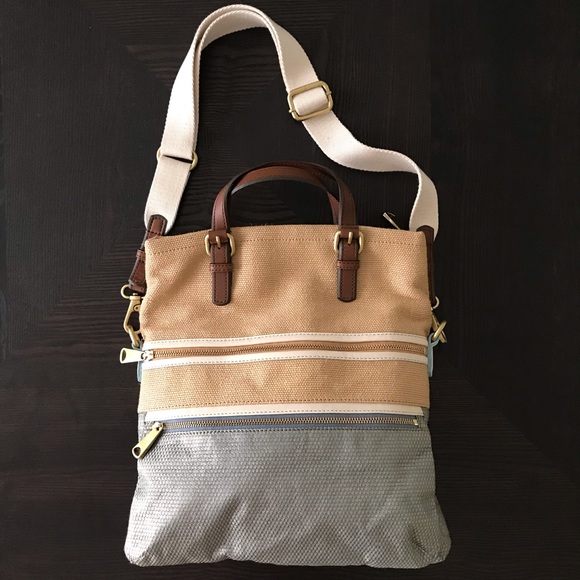 NWOT FOSSIL WOVEN CROSSBODY/HAND BAG - Picture 2 of 10